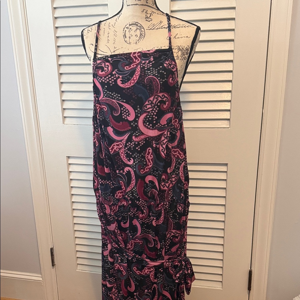 Lane Bryant Navy and Pink Paisley Maxi Dress